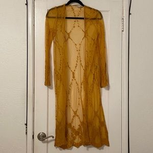 Mustard yellow lace kimono, small